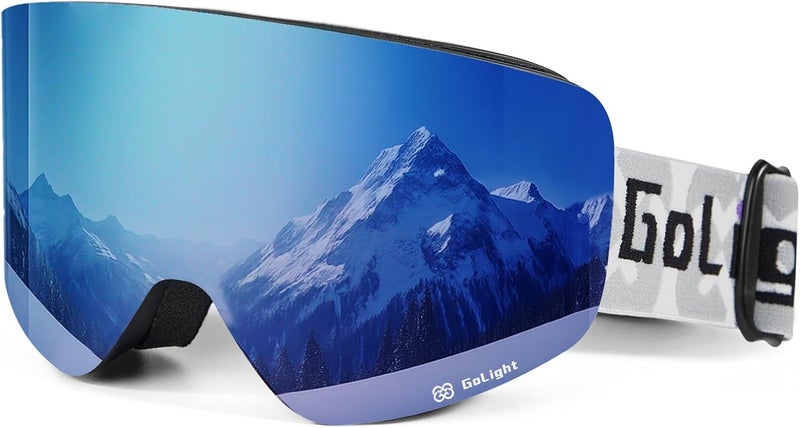 Golight XL Frameless Ski Goggles – OTG Snowboard Goggles with Anti-Fog Lens, UV400 REVO Mirror Protection for Men & Women - Image 1